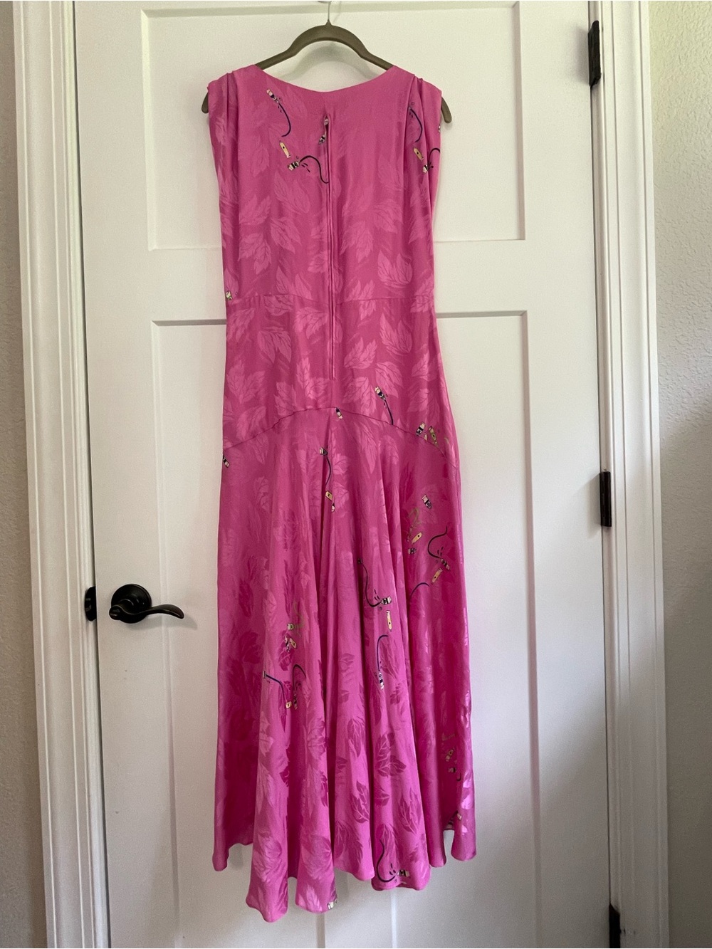 Rare Vintage Nicole Miller 100% Silk Paint Tube Novelty Print Jacquard Maxi Dres - Picture 9 of 10